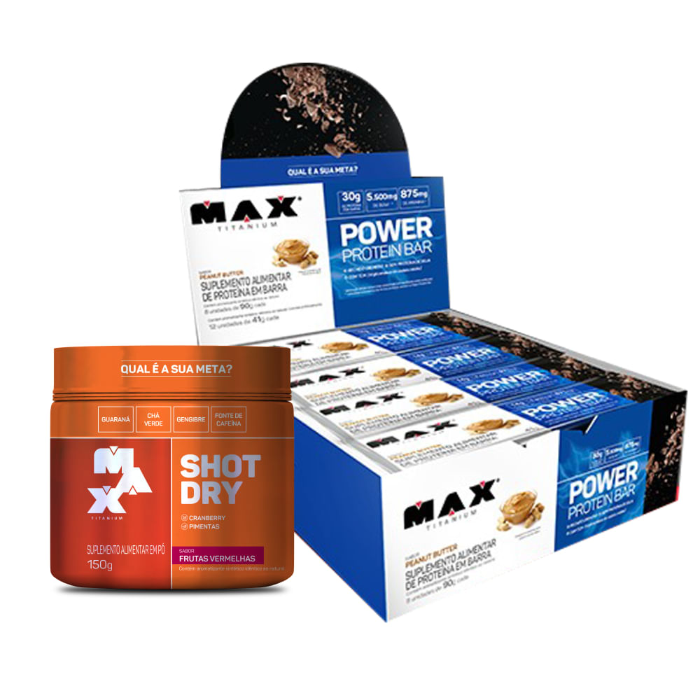 Kit Max Shape: Power Protein Bar 90g + Shot Dry 150g