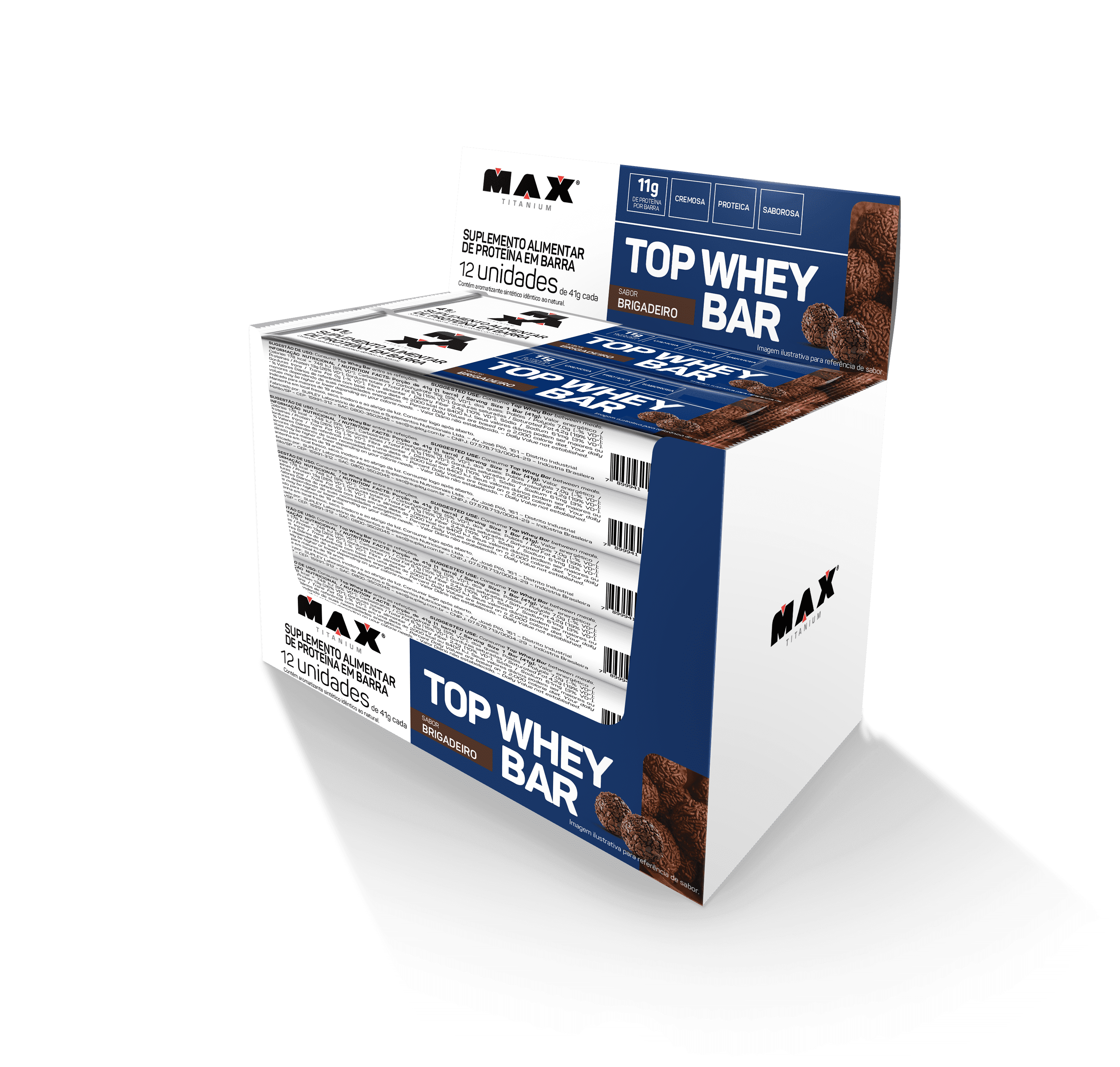 Top whey bar 41g brigadeiro 12 unidades