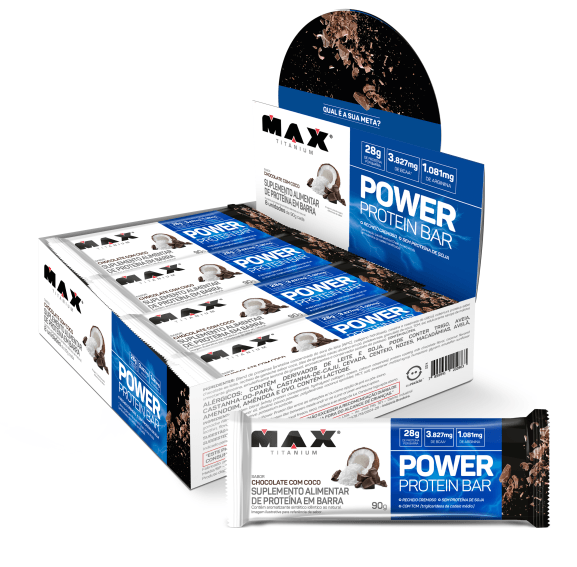 Power protein bar 90g chocolate com coco 8 unidades