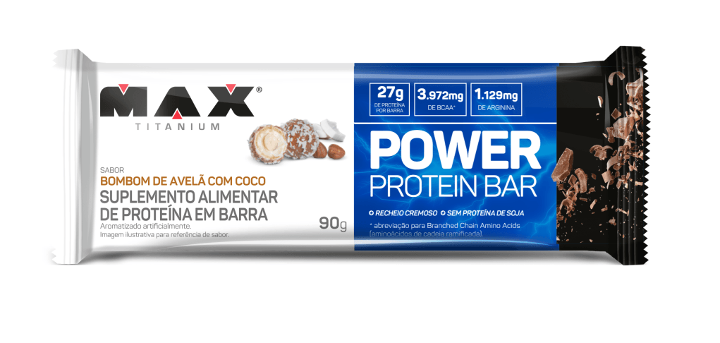 Power protein bar 90g bombom de avelã com coco 8 unidades