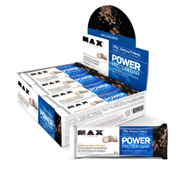 Power protein bar 90g bombom de avelã com coco 8 unidades