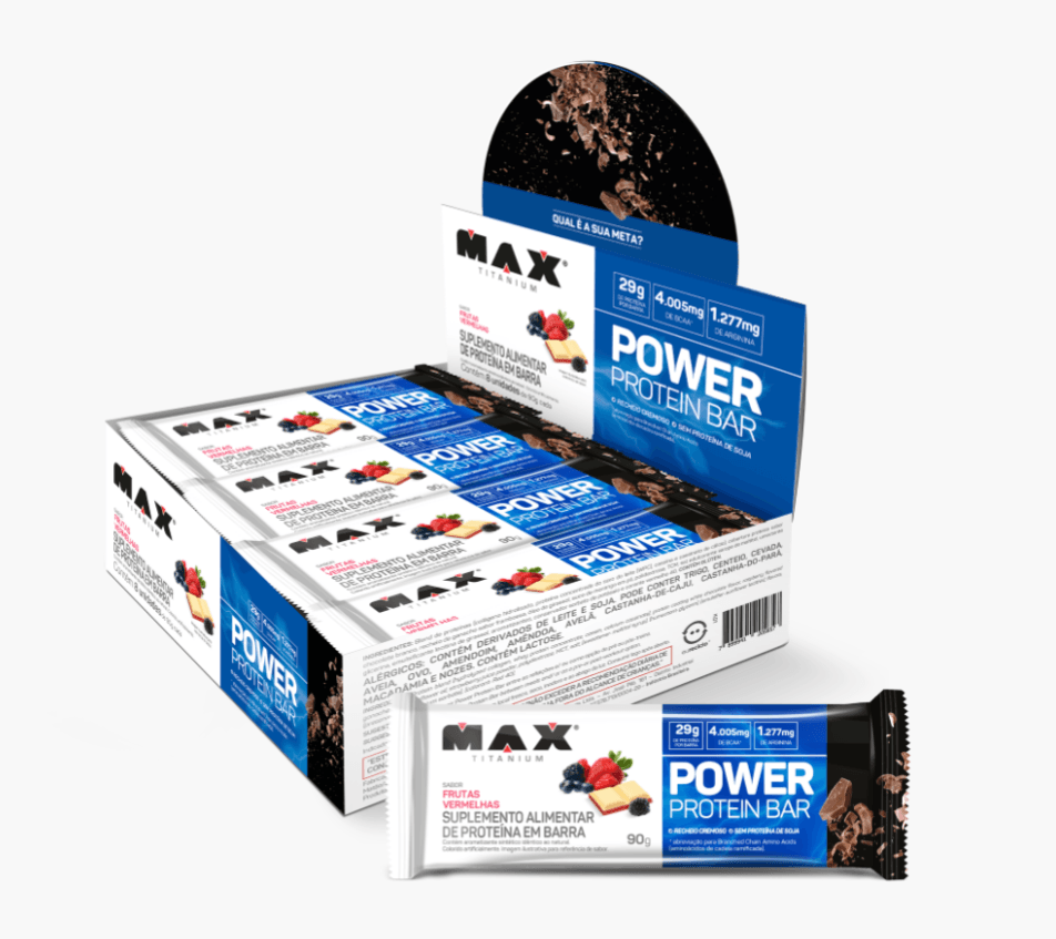 Power protein bar 90g frutas vermelhas 8 unidades