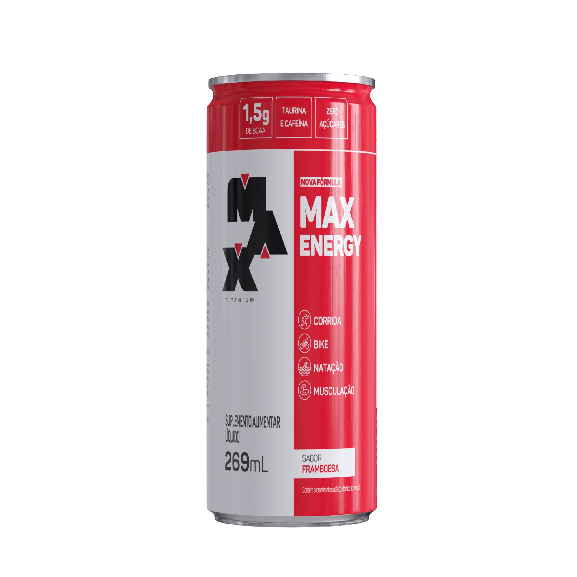 Max energy framboesa 269ml - fardo 6 latas bebida energetica
