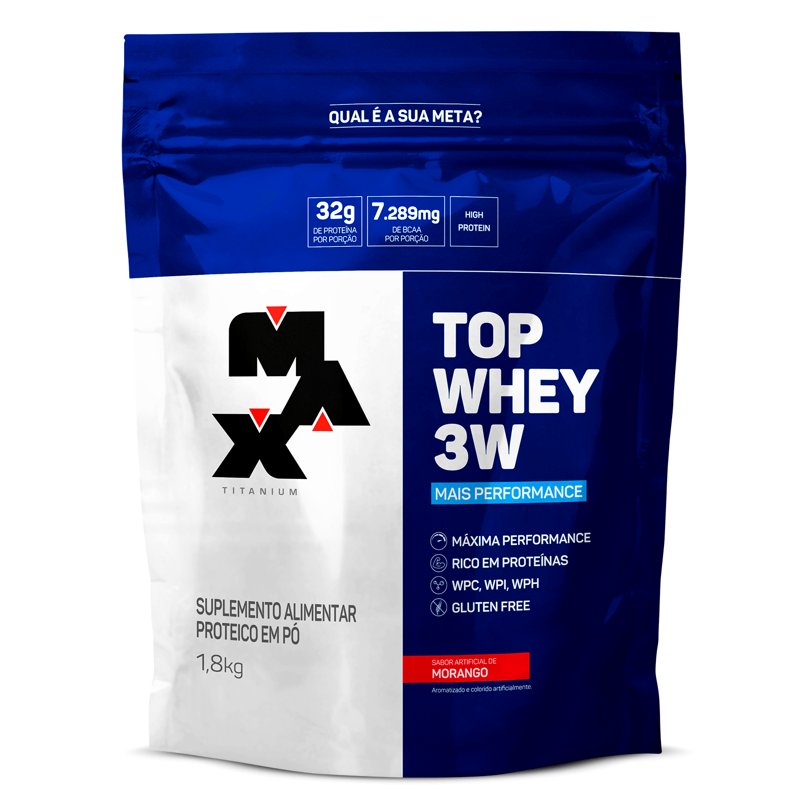 Top whey 3w + performance 1,8kg morango