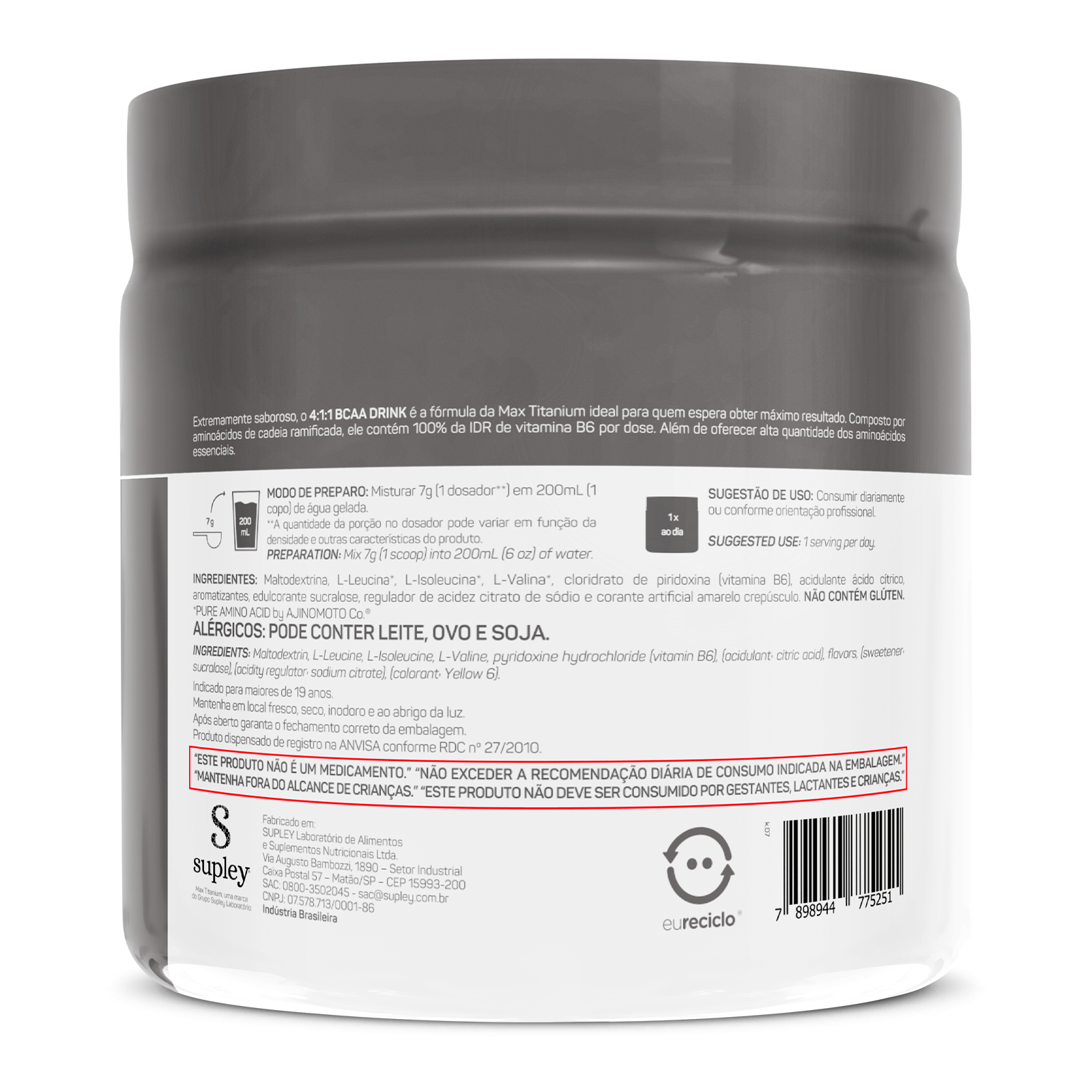 Bcaa 4:1:1 drink 280g laranja
