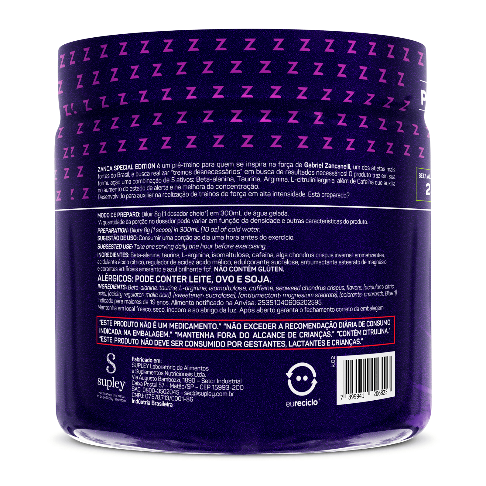 Pré treino tdz force gabriel zancanelli 300g purple lemonade