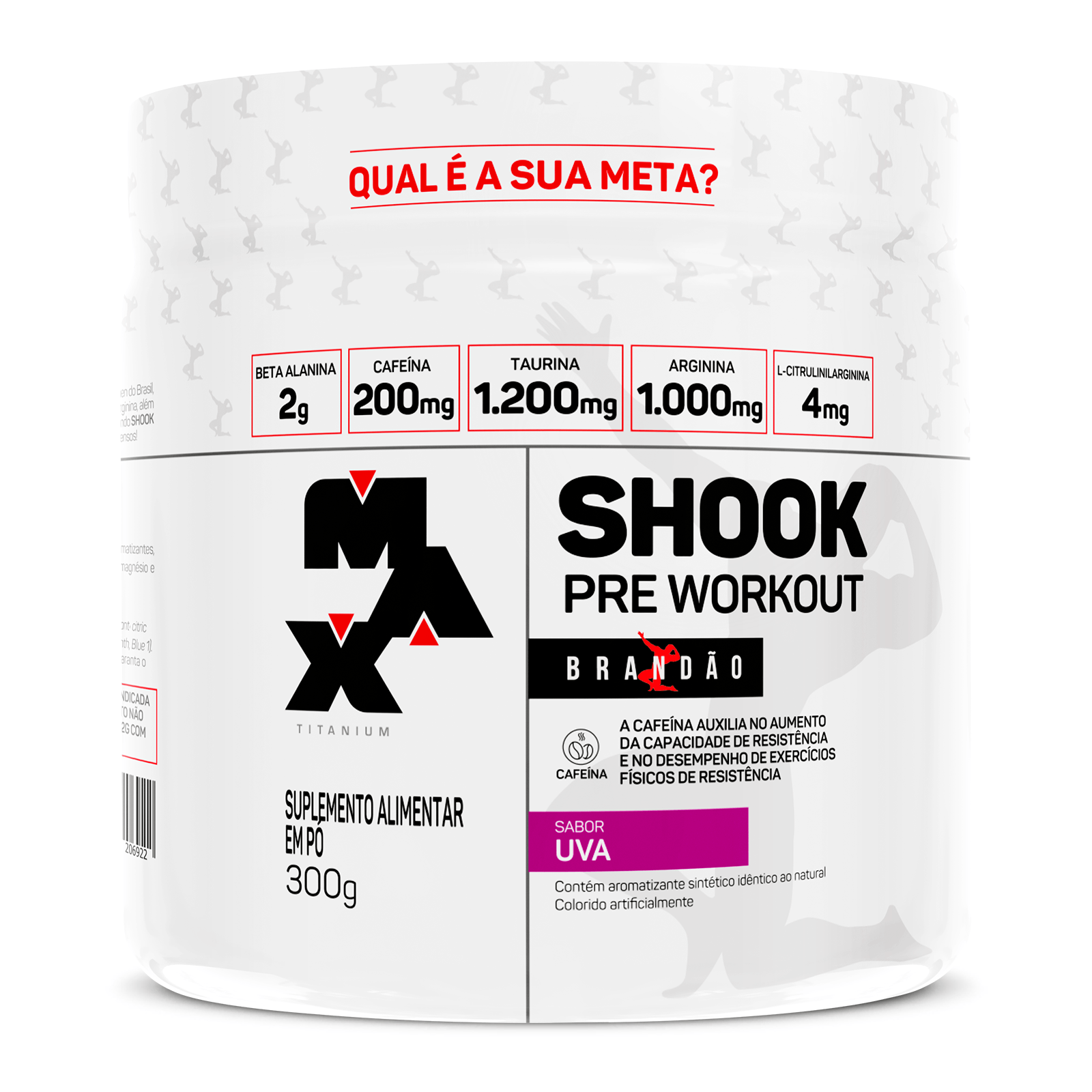 Pré treino shook rafael brandão 300g uva