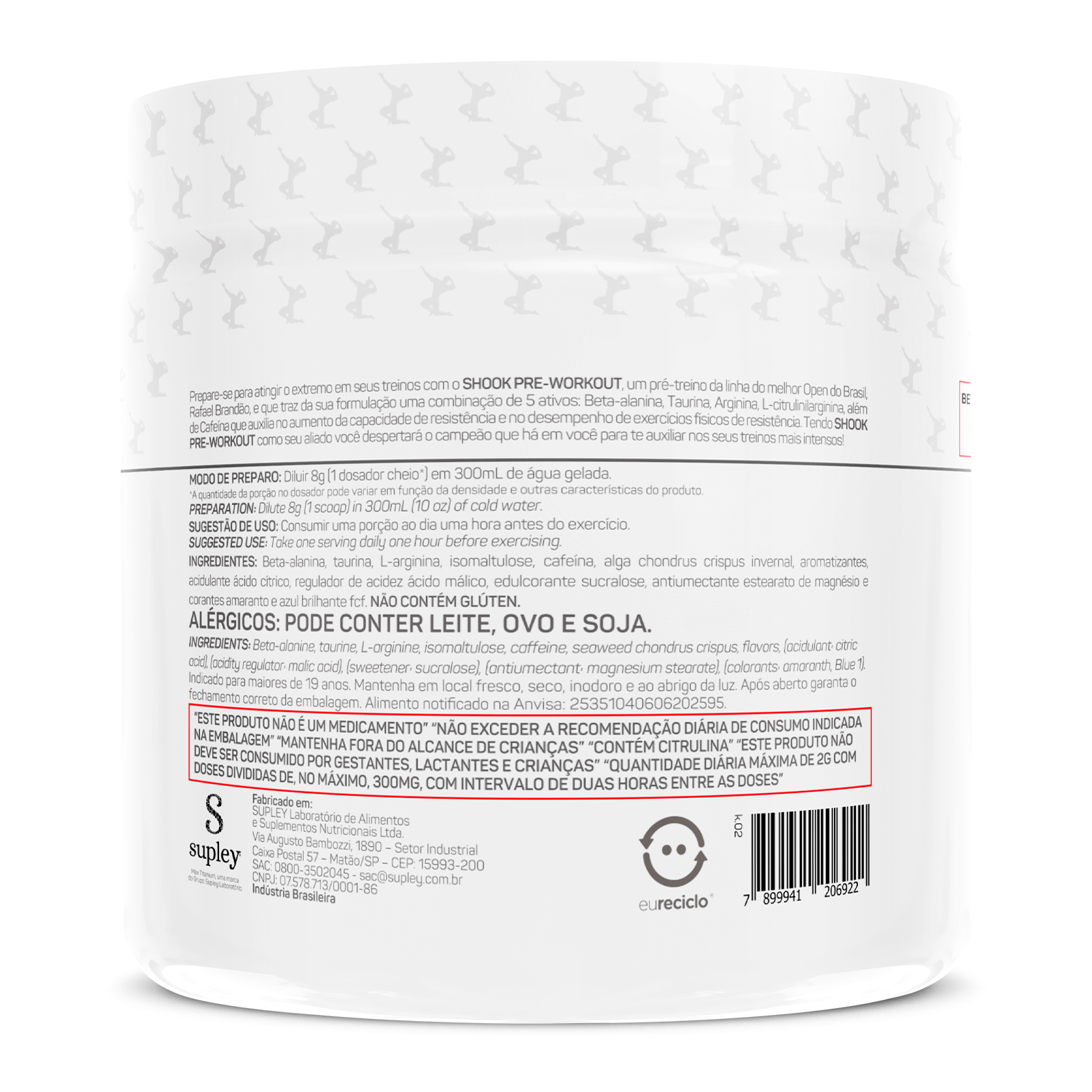 Pré treino shook rafael brandão 300g uva