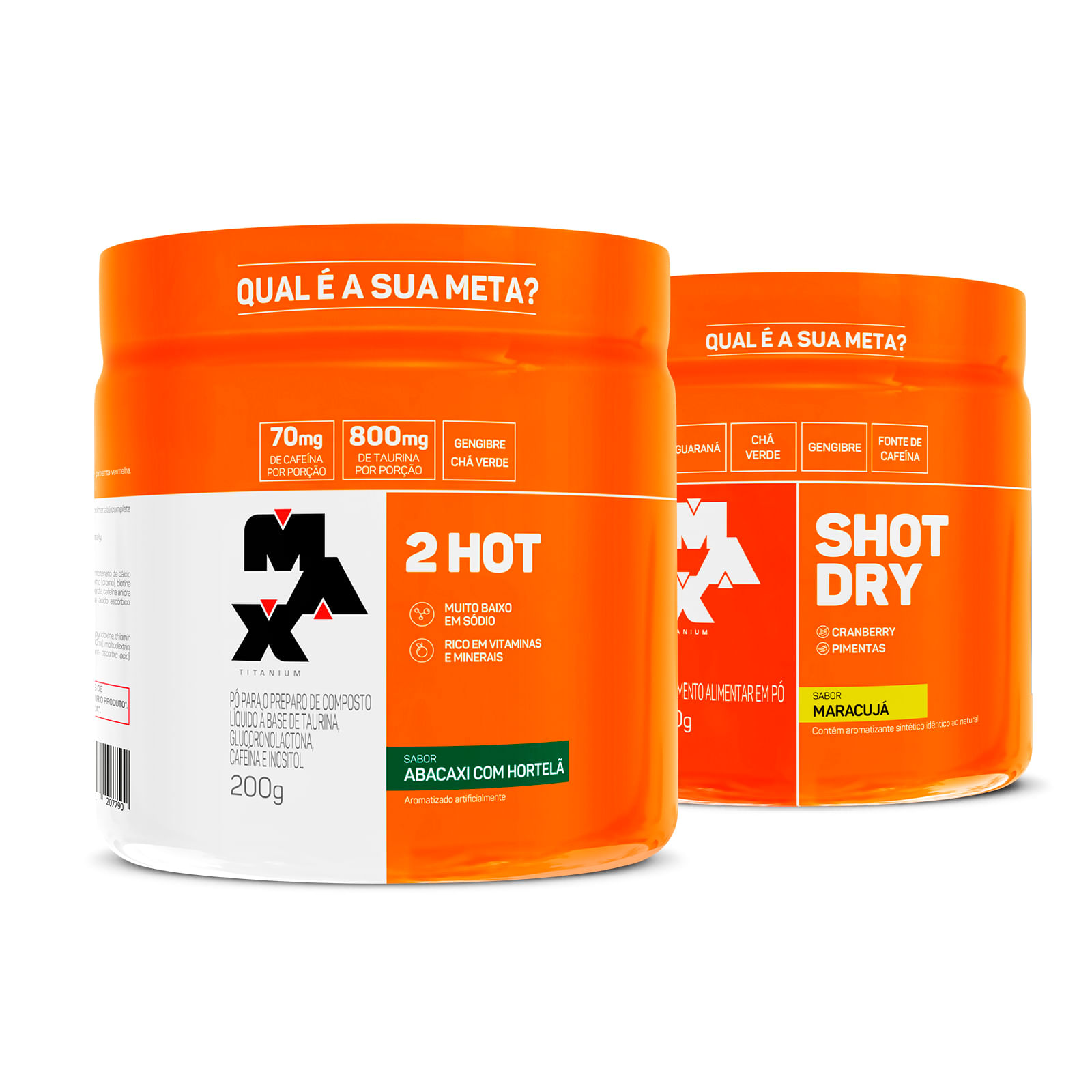 Kit queima calórica extrema: shot dry + 2hot maracuja - abacaxi com hortelã