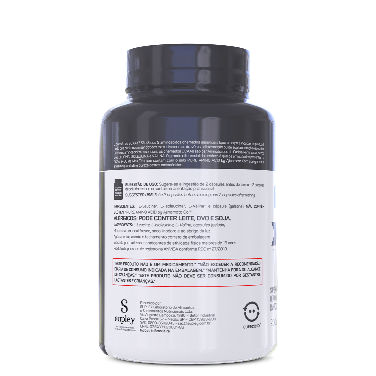Bcaa 2400 200 caps l-leucina, l-isoleucina e l-valina