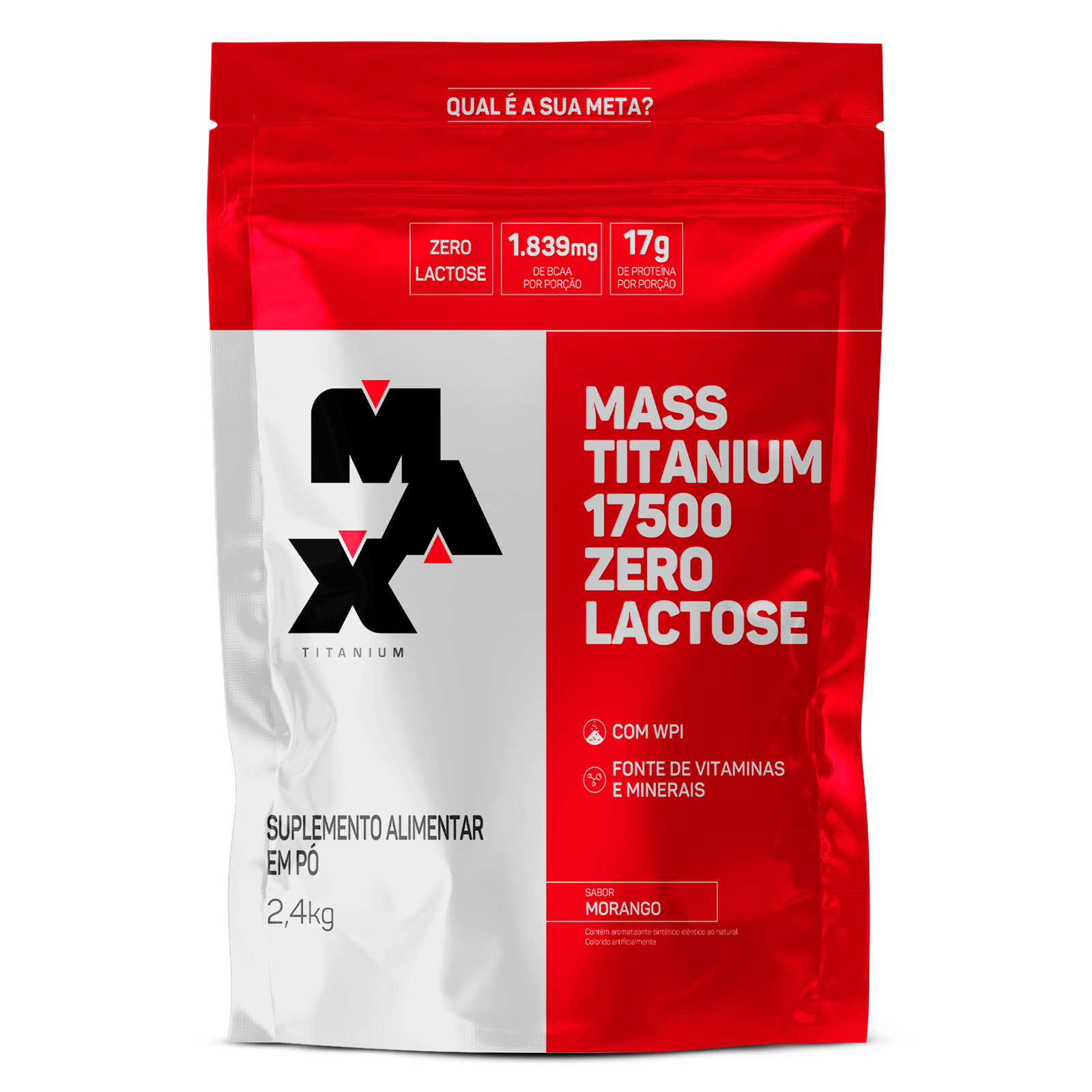 Mass titanium 17500 zero lactose 2,4kg morango