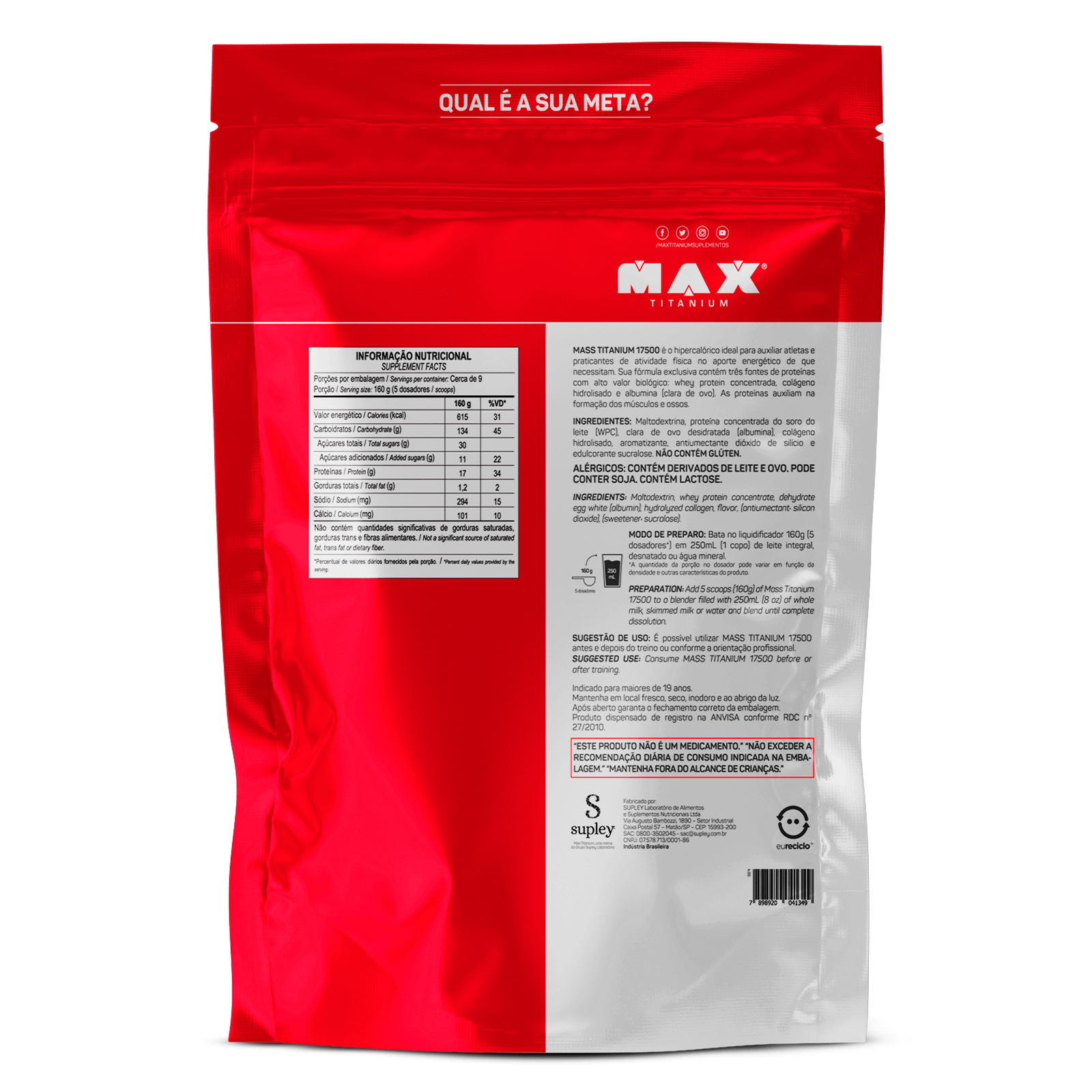 Mass titanium refil 1,4kg leite condensado