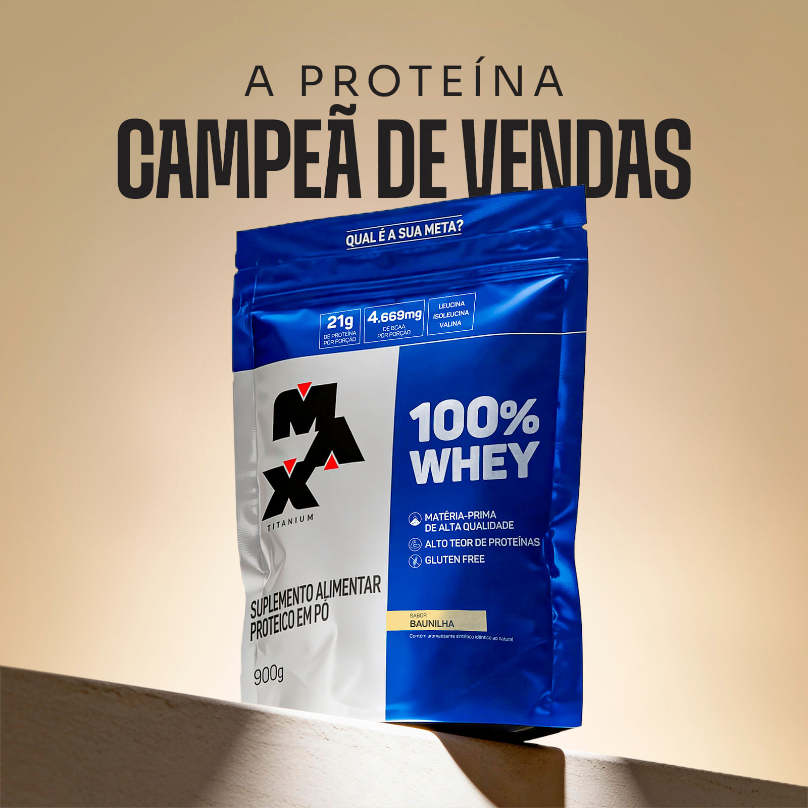 100% whey refil 900g baunilha