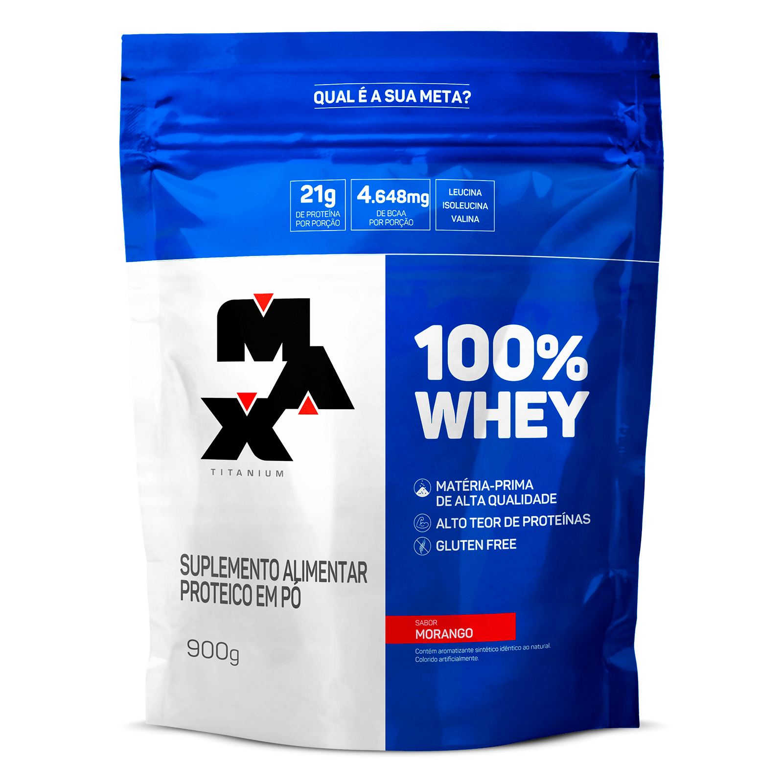 100% whey refil 900g morango