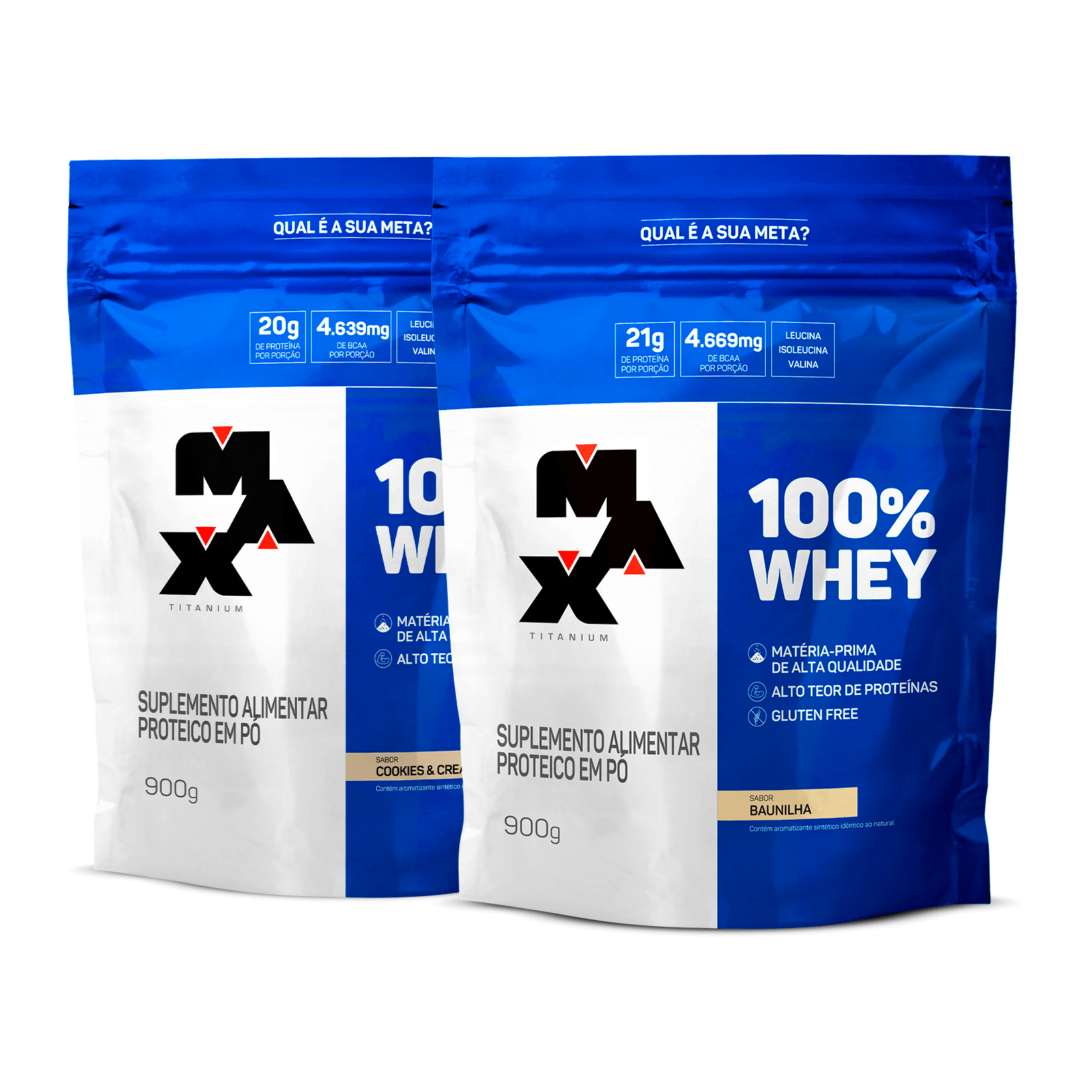Pack 2x 100% whey refil 900g bauniha + cookies