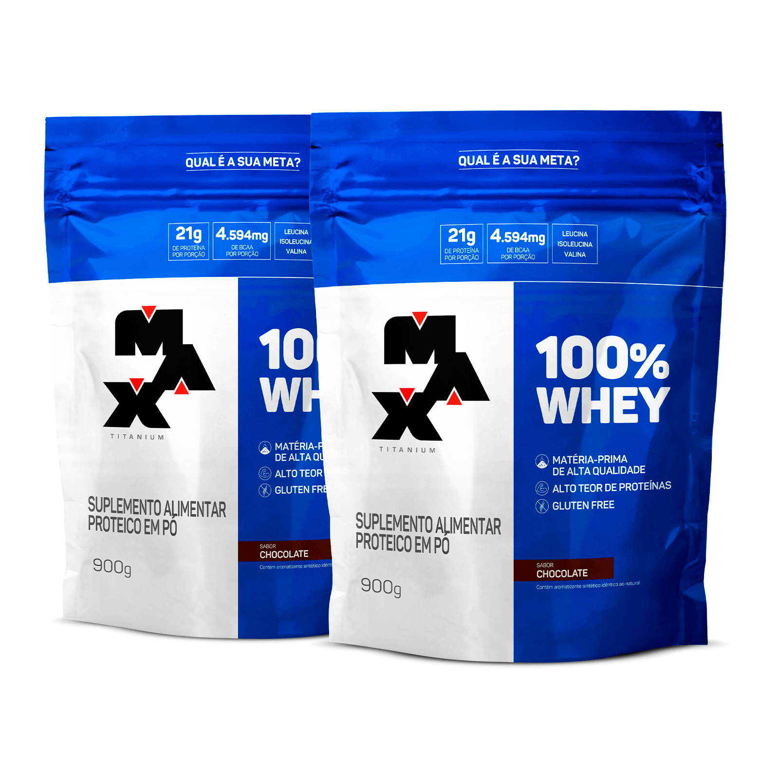 Pack 2x 100% whey refil 900g chocolate + chocolate