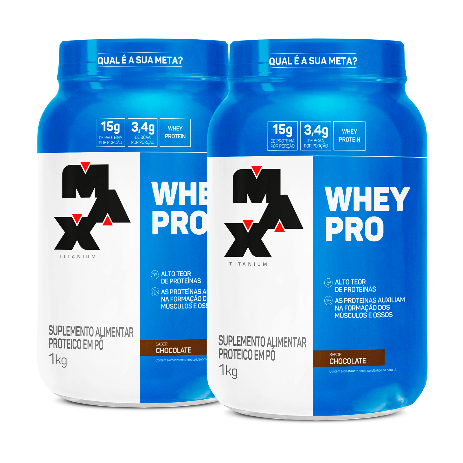 Kit 2x Whey Pro 1kg (2kg Total) — Whey Protein Concentrado Max Titanium — Melhor Custo-Benefício