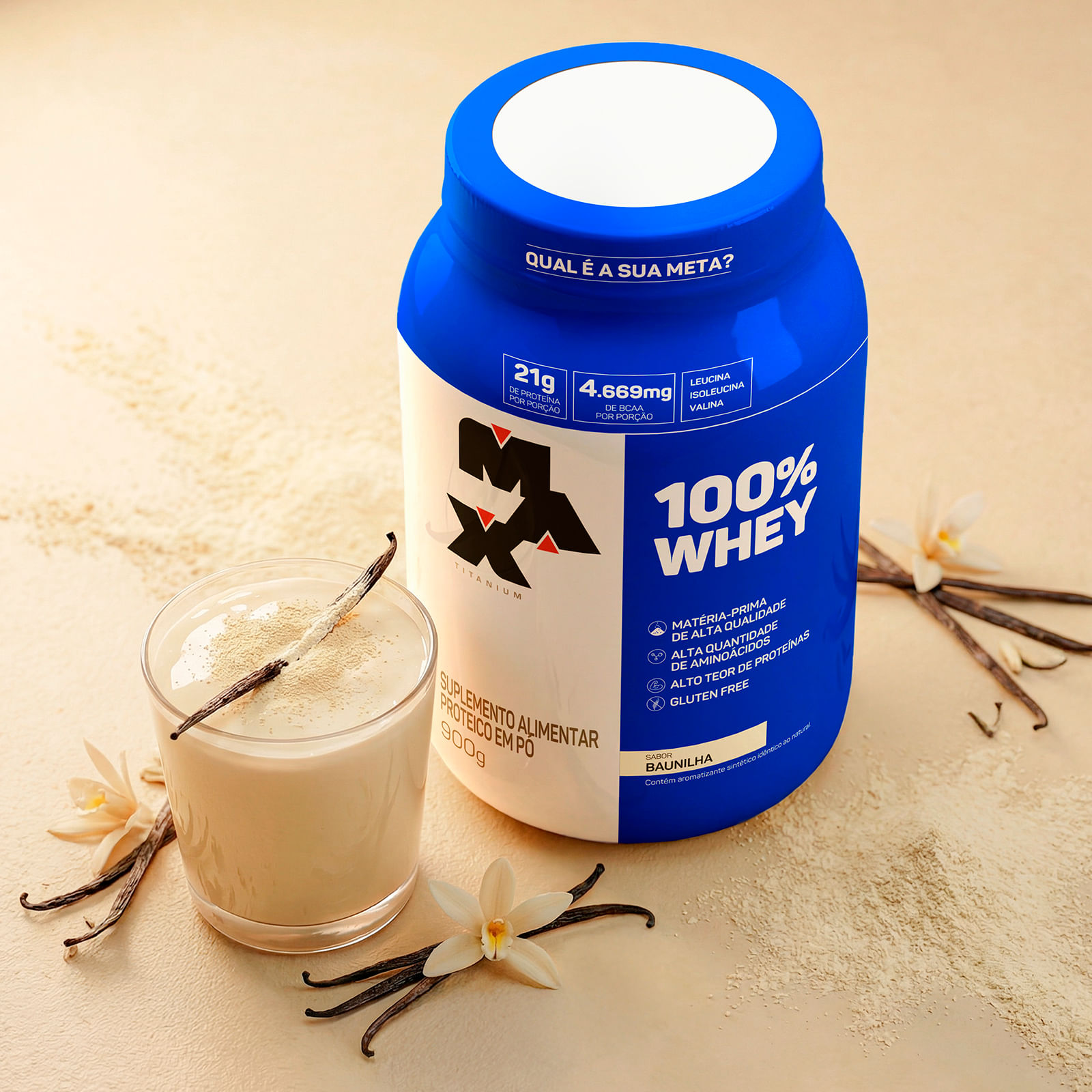 100% whey pote 900g baunilha