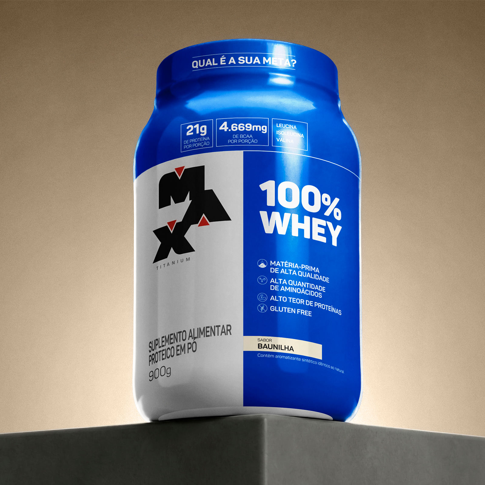 100% whey pote 900g baunilha