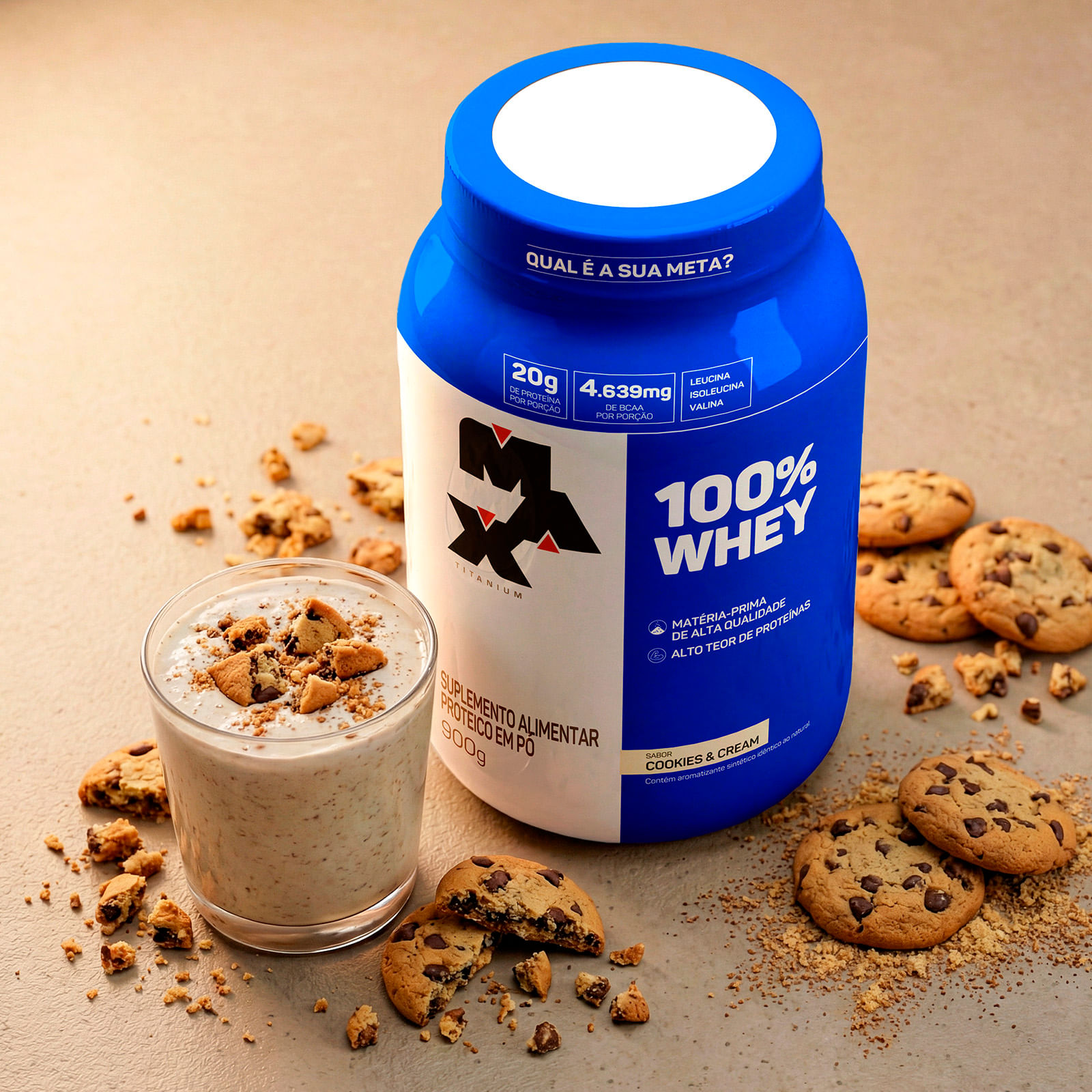 100% whey pote 900g cookies & cream