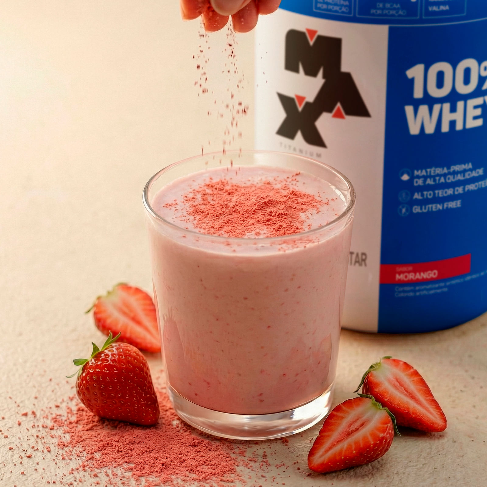 100% whey pote 900g morango