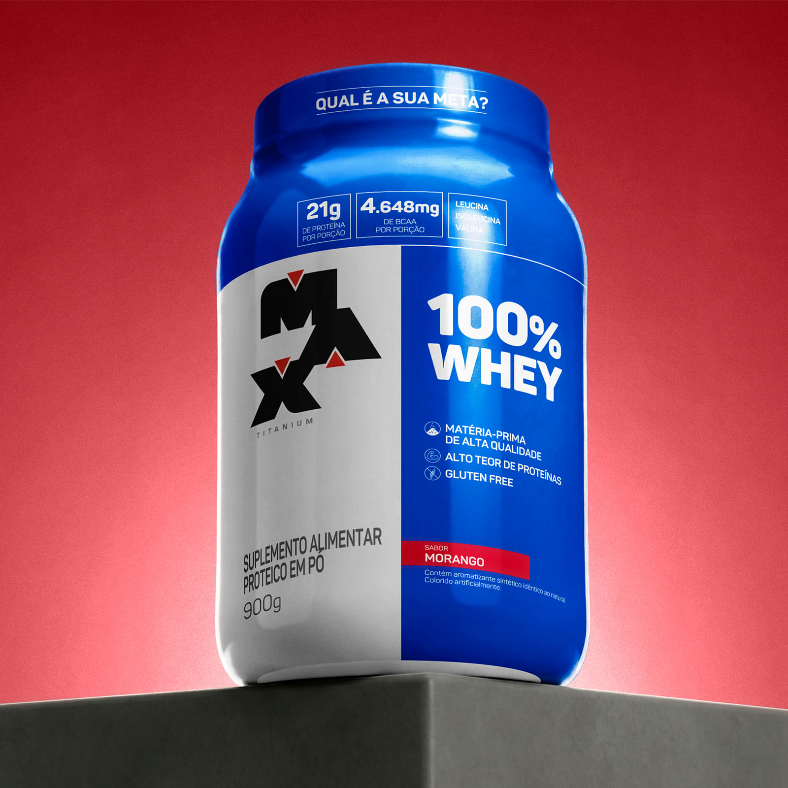 100% whey pote 900g morango