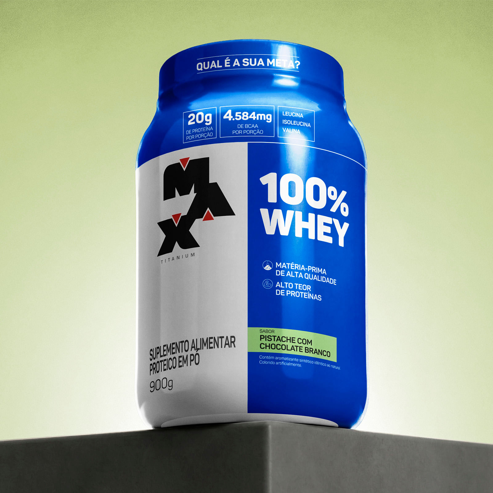 100% whey pote 900g pistache com chocolate branco