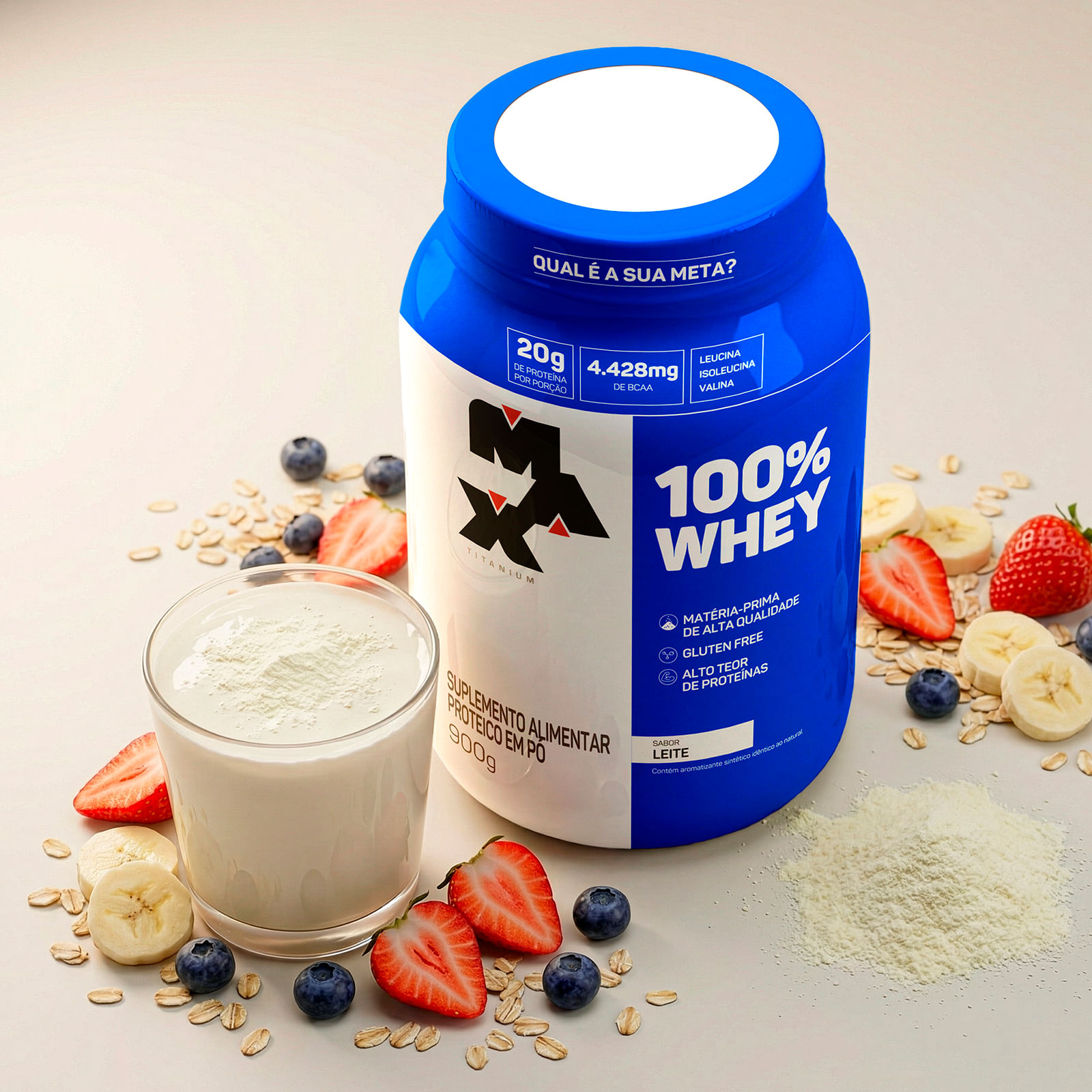 100% whey pote 900g leite