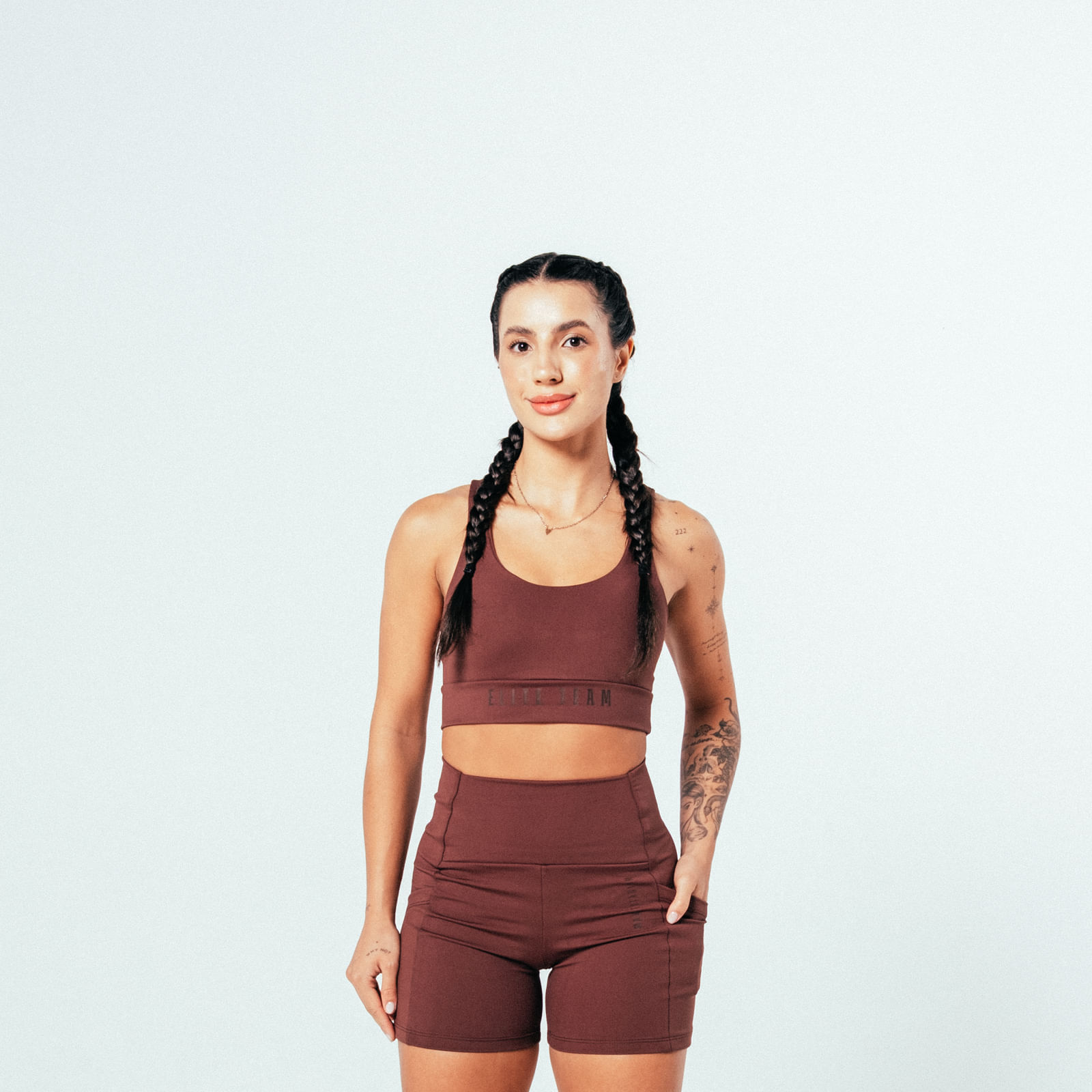 Shorts Feminino Treino com Bolso - Marrom