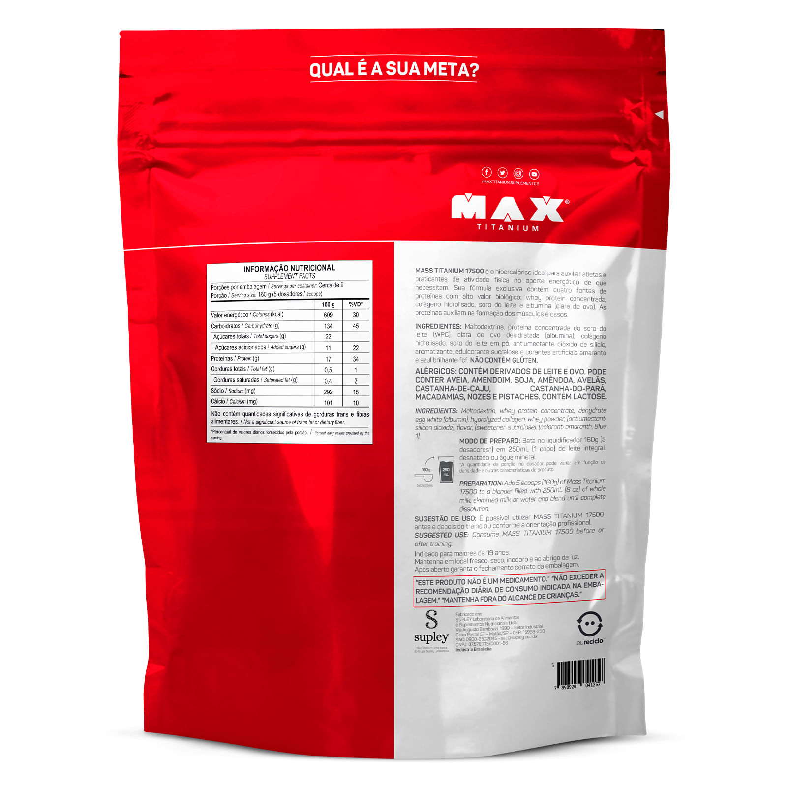 Mass titanium refil 1,4kg morango