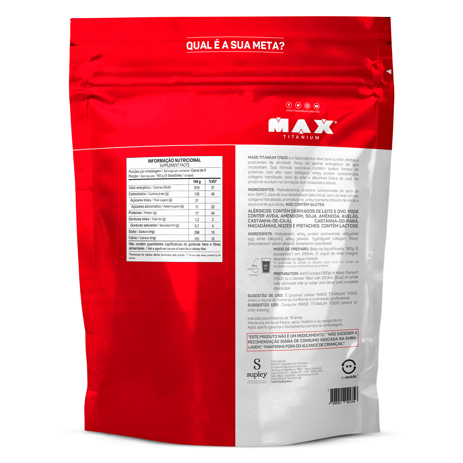 Mass titanium refil 1,4kg baunilha