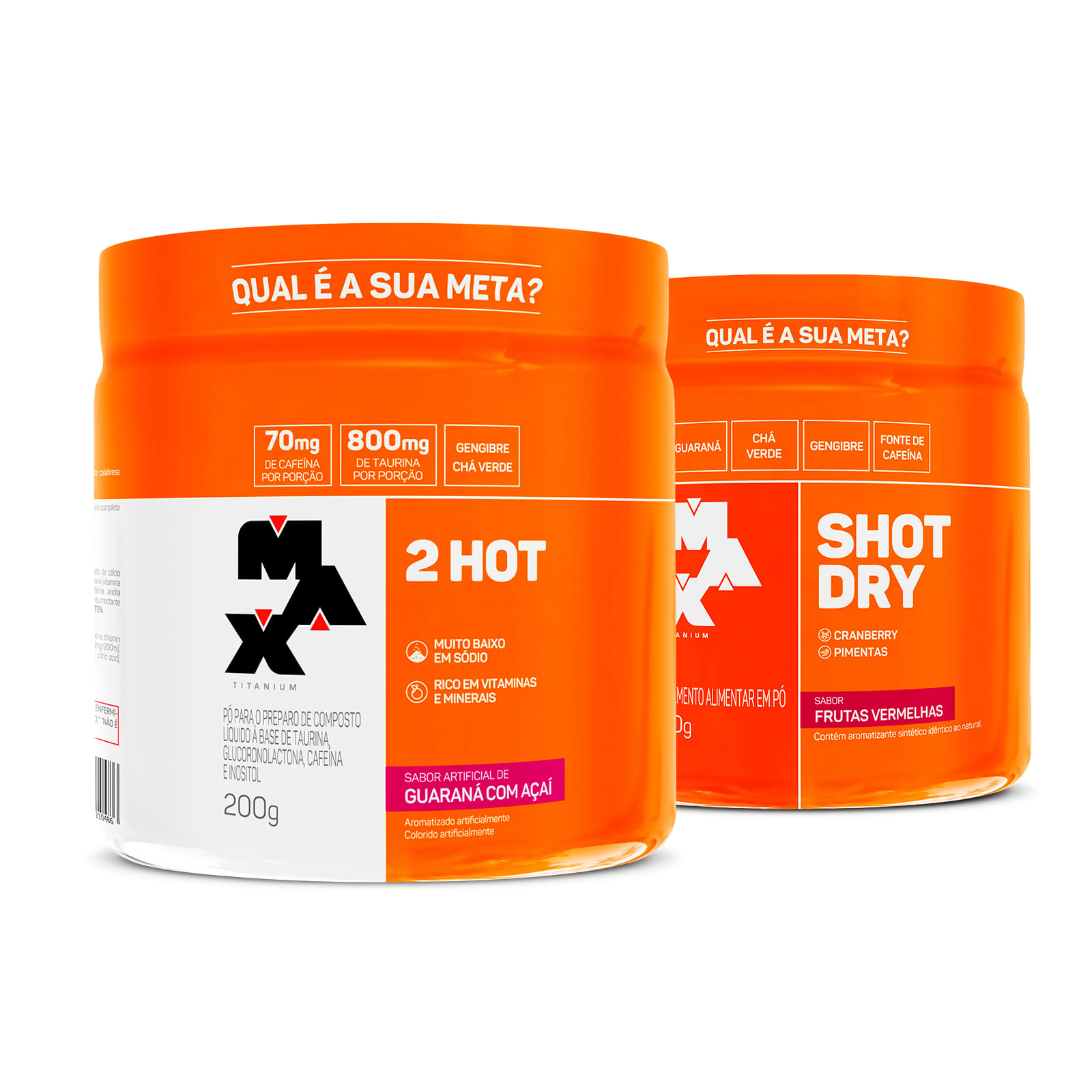Kit queima calórica extrema: shot dry + 2hot frutas vermelhas - guaraná com açaí