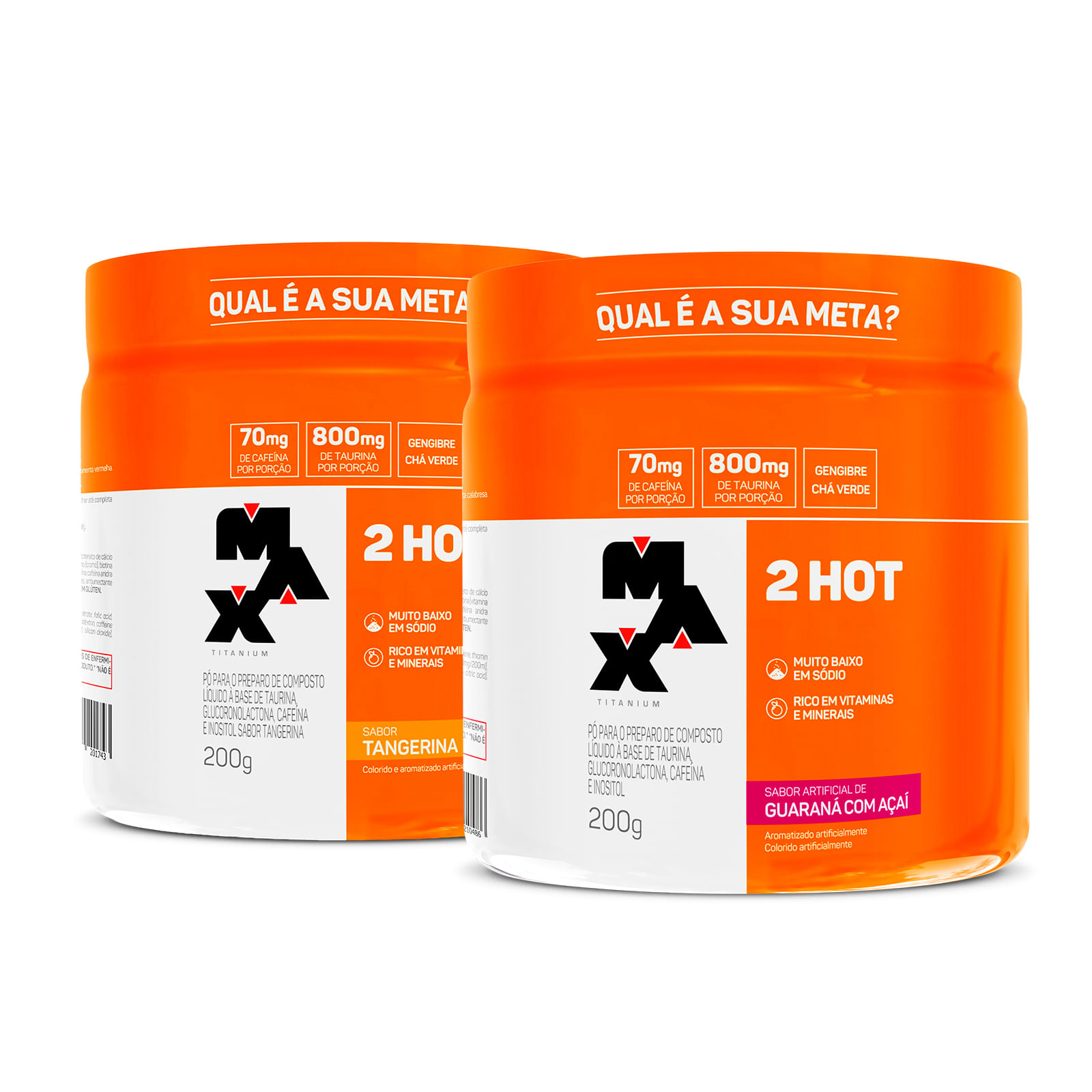 Pack 2x 2hot 200g guaraná com açaí - tangerina