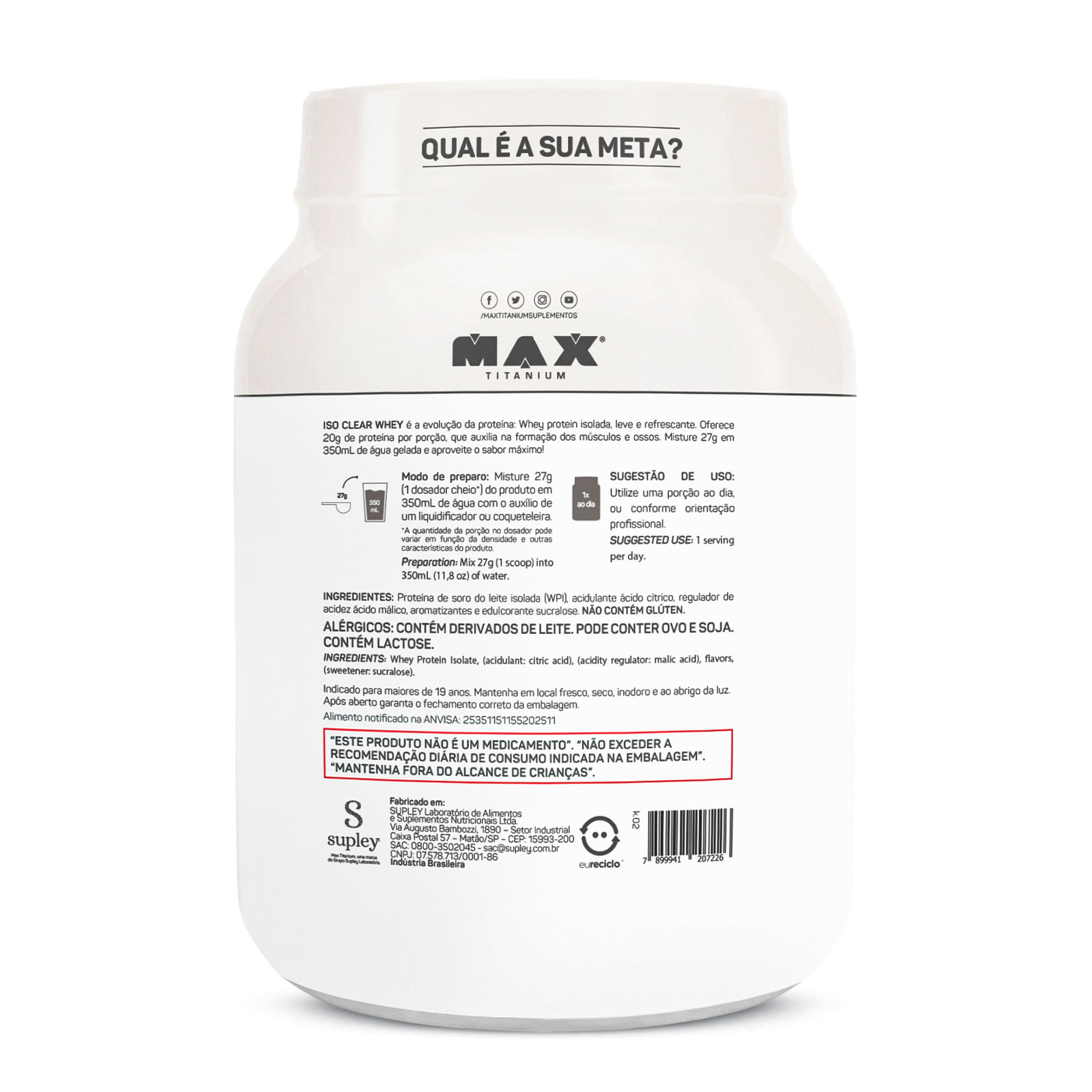 Iso clear whey pote 405g abacaxi com coco