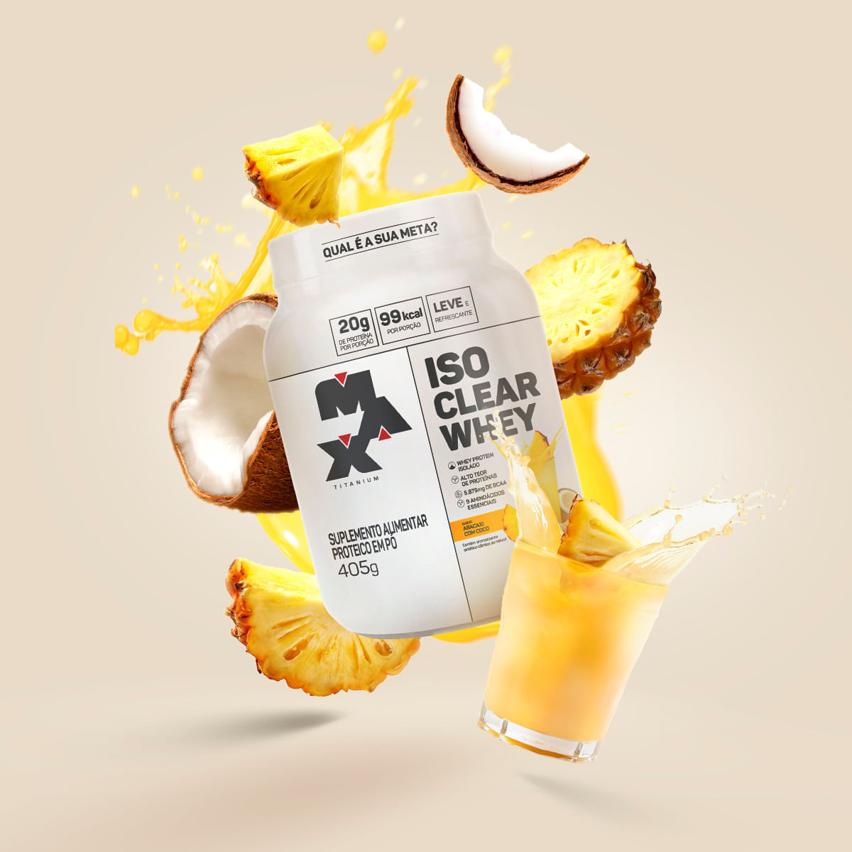 Iso clear whey pote 405g abacaxi com coco