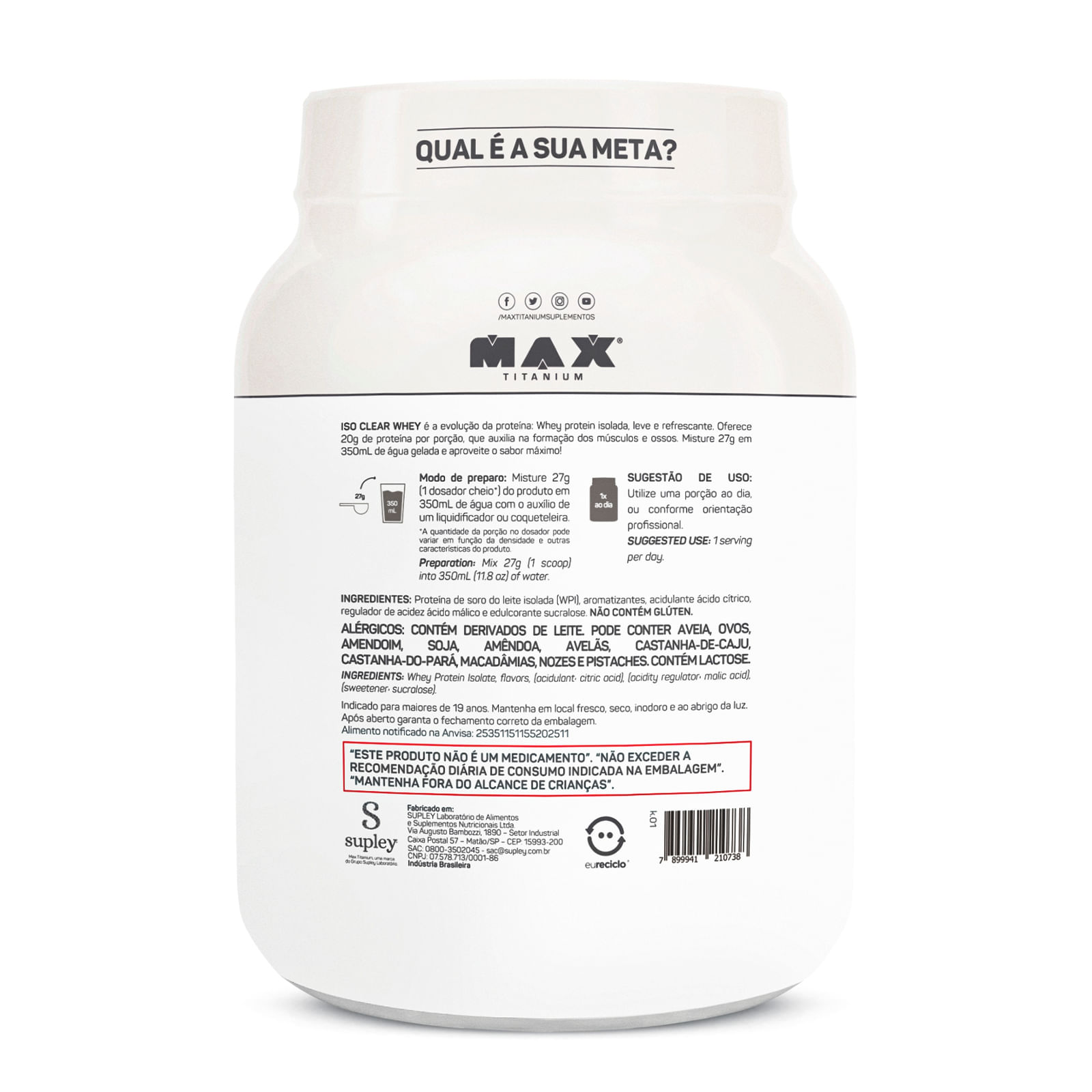 Iso clear whey pote 405g limonada suíça