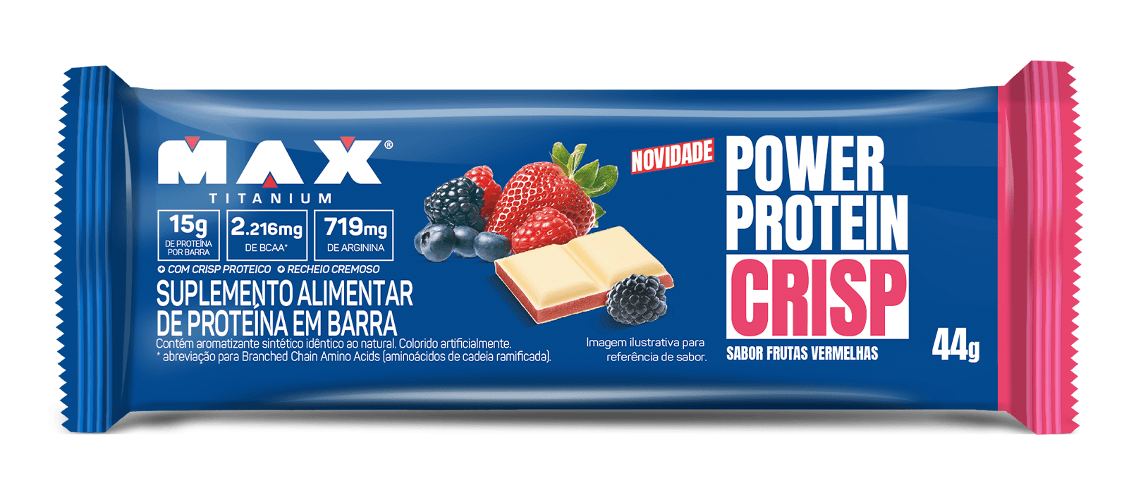 Power protein crisp frutas vermelhas - 12 unidades de 44g