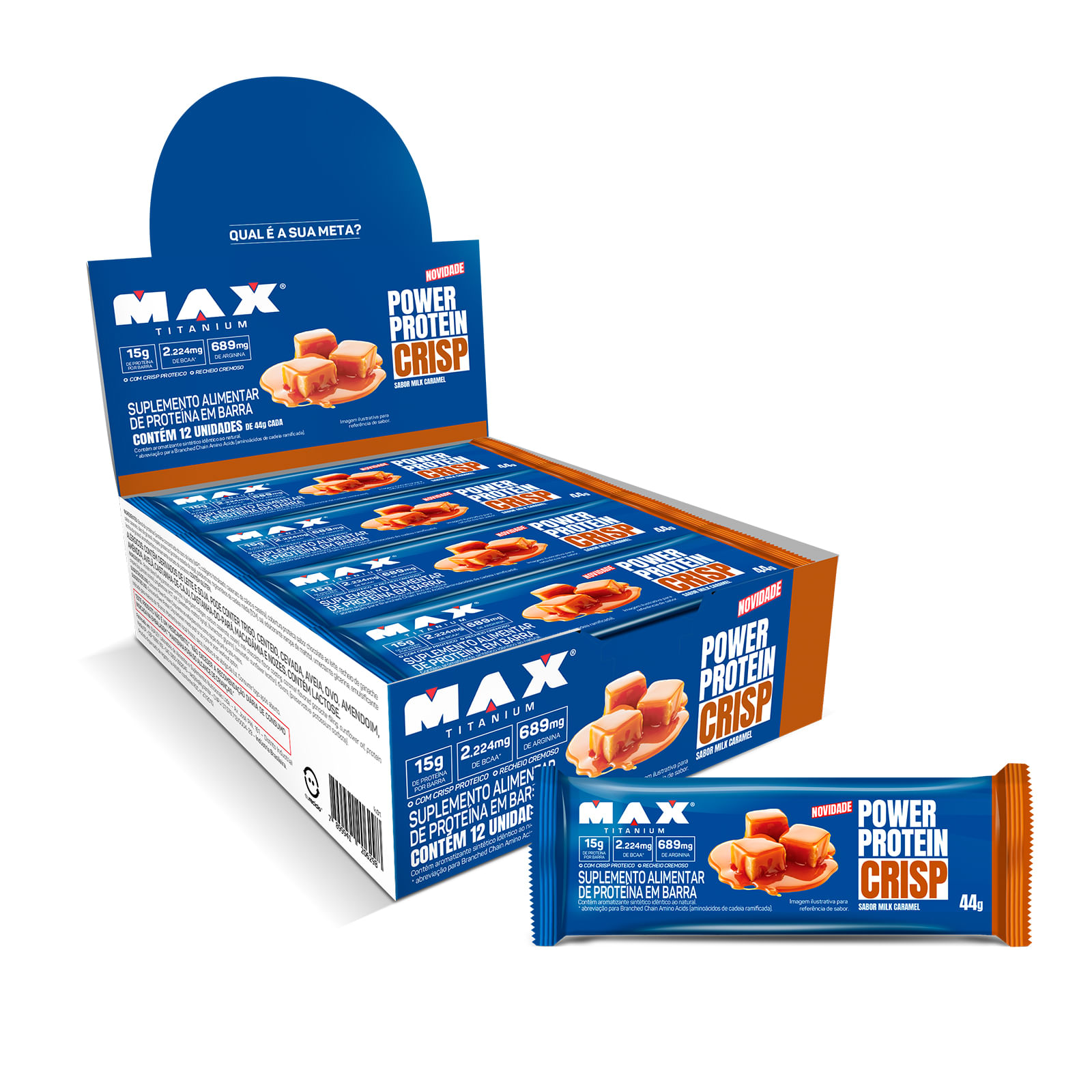 Power protein crisp milk caramel - 12 unidades de 44g