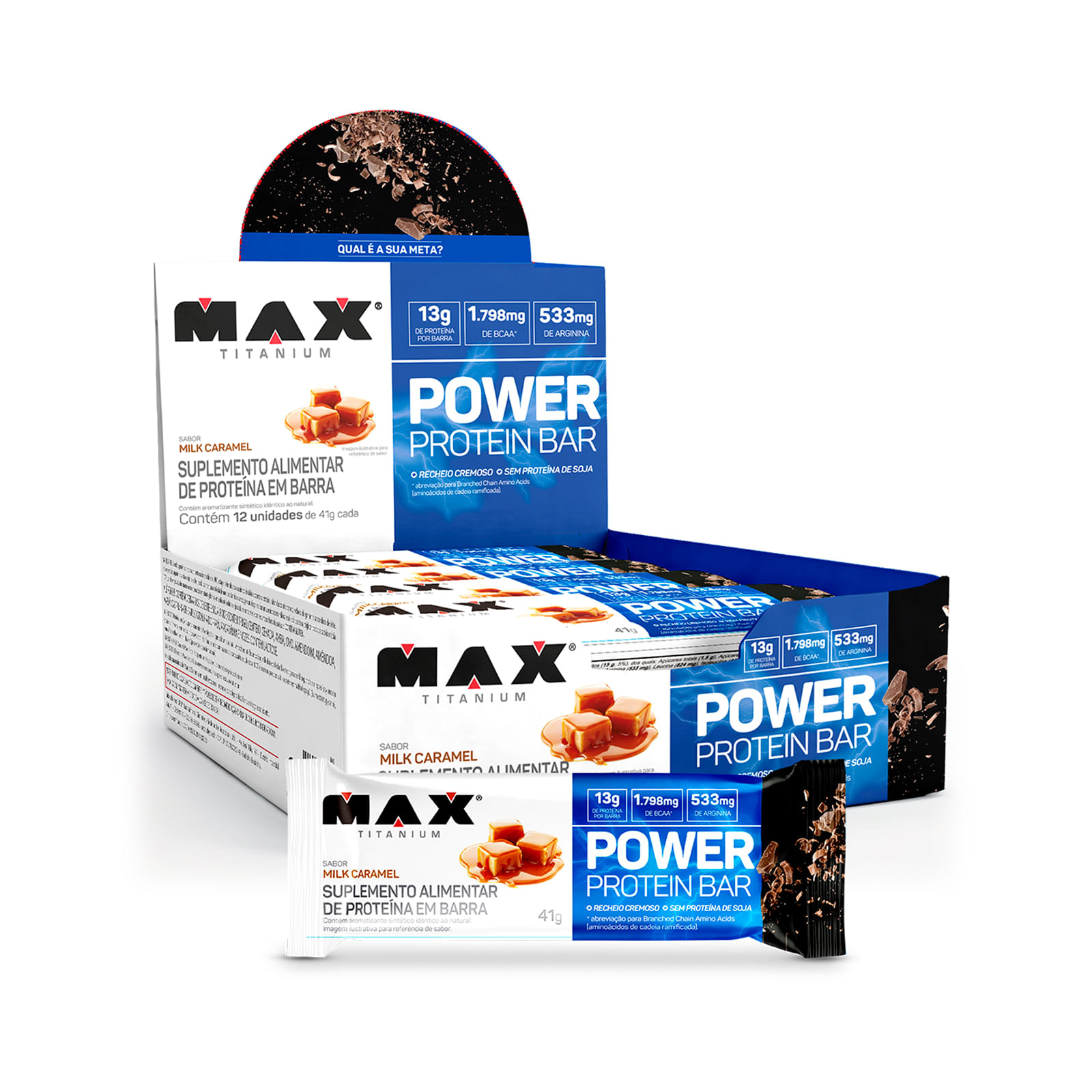 Power protein bar 41g milk caramel 12 unidades