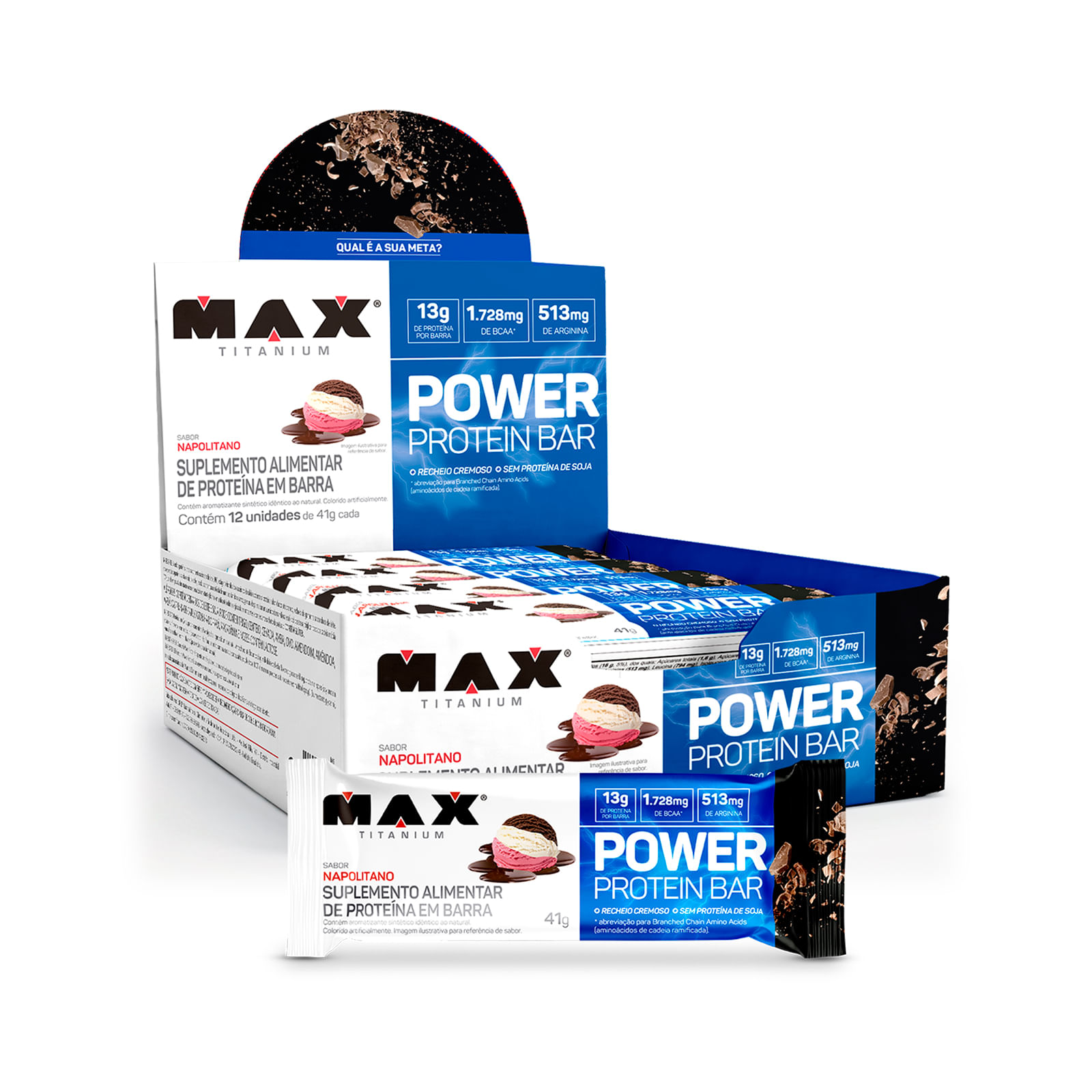 Power protein bar 41g napolitano 12 unidades