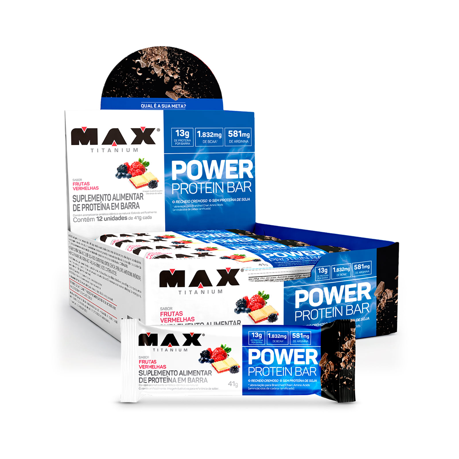 Power protein bar 41g frutas vermelhas 12 unidades